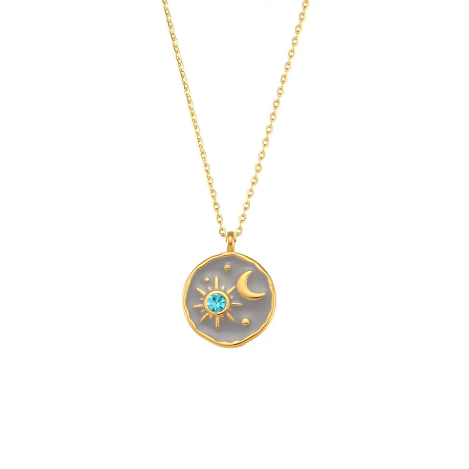 Celestial Love Vintage Necklace in Blue