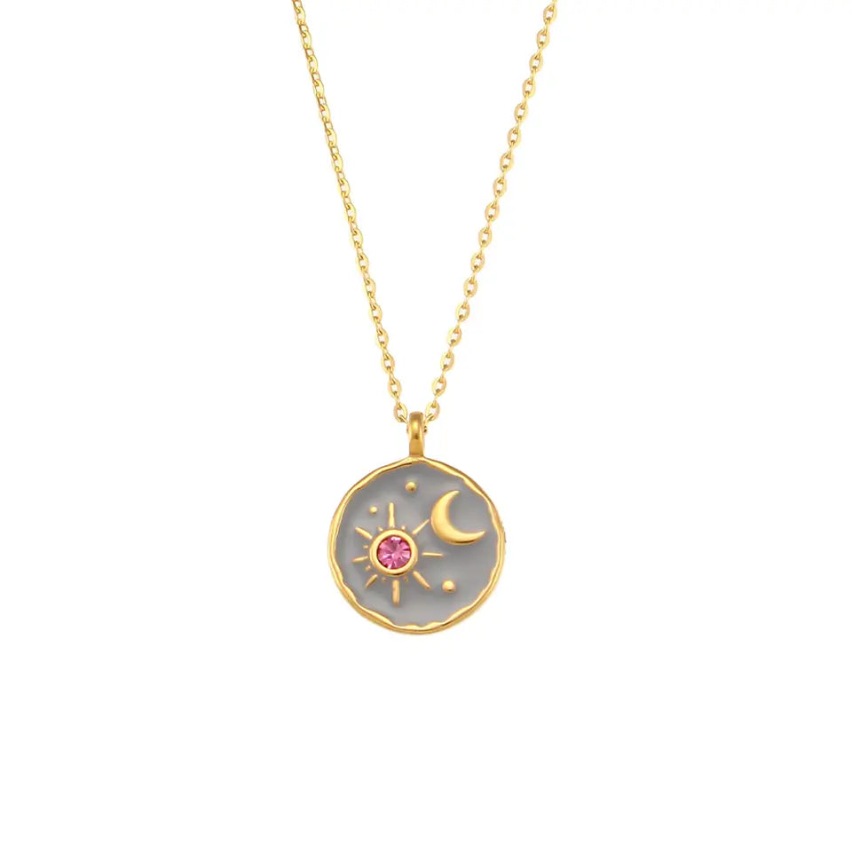 Celestial Love Vintage Necklace in Pink