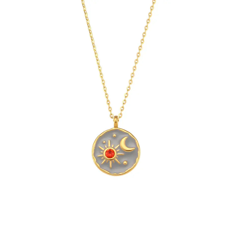 Celestial Love Vintage Necklace in Red