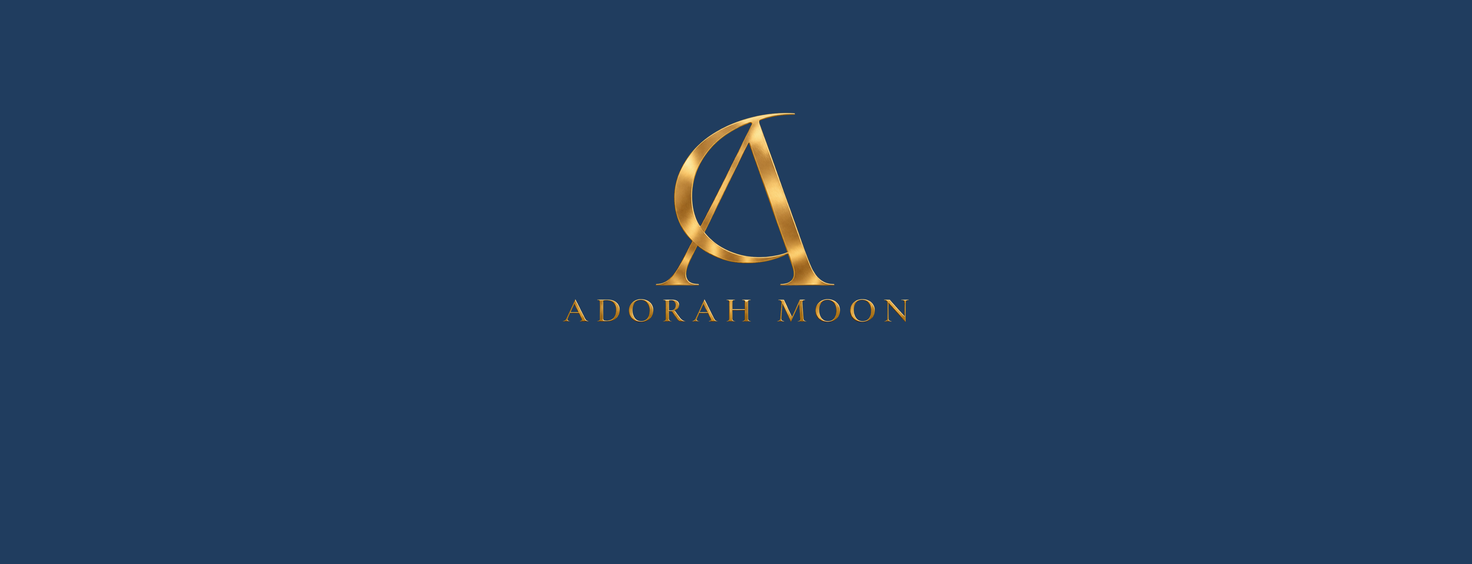 Adorah Moon gold monogram and wordmark on Moonlit Navy